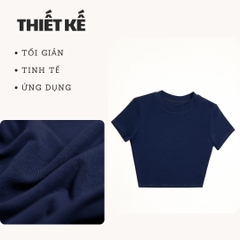 TC - Áo Thun Croptop Cổ Tròn Tay Con