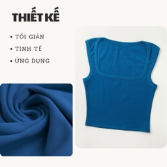 A13 - Áo Croptop Cổ Vuông Sát Nách Nữ Trơn Thun Cotton