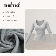 A32 - Áo Cổ Tim Dài Tay Dáng Dài Thun Cotton Borip