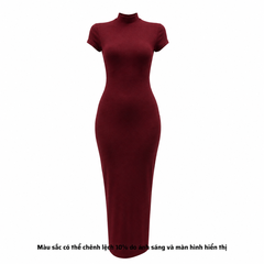 DD14 - Đầm Cổ Trụ Tay Con Dáng Dài Ôm