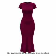 DDC1 - Đầm Đuôi Cá Dáng Dài Ôm Body Cổ Tròn Tay lửng 134cm