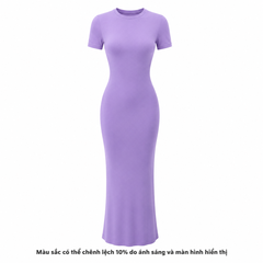 DD17 - Đầm Bodycon Cổ Tròn Tay Lửng Dáng Dài Ôm Body 123cm