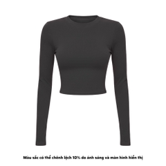 TD - Áo Tay Croptop Dài Cổ Tròn Ôm Dáng Trơn Thun Borip