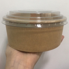 50 TÔ GIẤY KRAFT NÂU(330GSM) 750ml, 1000ml dùng một lần có nắp đựng thức ăn, salad, tô take away