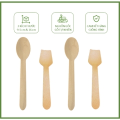 100 Thìa muỗng gỗ dùng 1 lần ăn kem, cafe, salad,...