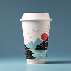 Ly Giấy Màu Trắng In Logo 6.5oz - 16oz