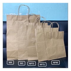 Set 10 Túi nâu/ trắng glassine dl 58gsm có quai tròn, giấy kraft cao cấp