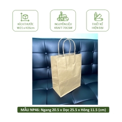 Set 10 Túi nâu/ trắng glassine dl 58gsm có quai tròn, giấy kraft cao cấp