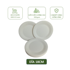 20 dĩa/ đĩa giấy đường kính 15cm, 18cm, 20cm dùng 1 lần ăn bánh kem, trái cây, salad, picnic,...