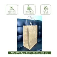 Set 10 Túi nâu/ trắng glassine dl 58gsm có quai tròn, giấy kraft cao cấp