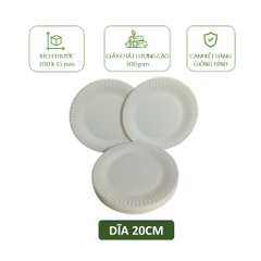 20 dĩa/ đĩa giấy đường kính 15cm, 18cm, 20cm dùng 1 lần ăn bánh kem, trái cây, salad, picnic,...