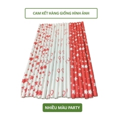 50 Ống Hút Giấy Phi 6 party nhiều màu ống cafe, sinh tố, màu GIáng Sinh Noel, Lễ, Tết
