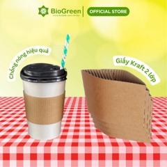 Set 50 Tay Quai Ly Giấy chống nóng cà phê dùng 1 lần - ly 10oz, 120z, 16oz, 18oz