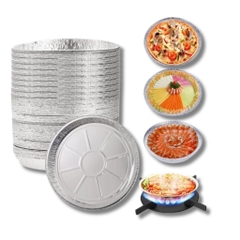 Set 10 Khay Giấy Bạc/Khuôn Đĩa Nhôm 22cm Đựng Thức Ăn, Thực Phẩm Lót Nồi Chiên Không Dầu, Lò Nướng