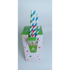 Hộp 250 ống hút giấy party nhiều màu uống cafe phi 6 Biogreen 3 lớp, màu Giáng Sinh Noel, Lễ hội