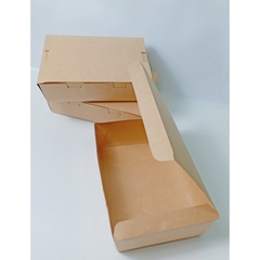 50 Hộp giấy kraft đựng thức ăn, gói quần áo nắp vuông gài kín 750ml, 1000ml, 1500ml