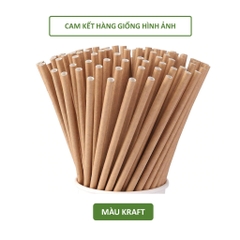100 ống hút giấy 3 lớp phi 7x197mm,bọc màng,không bọc màng,màu trắng,nâu kraft, Giáng Sinh Noel