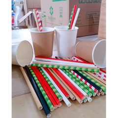 100 ống hút giấy phi 8 uống sinh tố, trân châu nhỏ, thạch cafe, cafe đá xay,...