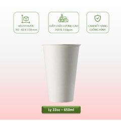 50 ly cốc giấy trắng có nắp 6.5oz - 195ml, 9oz-270ml,12oz-360ml,16oz - 500ml,22oz - 650ml dùng 1 lần