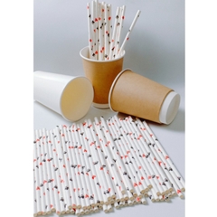 100 ống hút giấy 3 lớp phi 6 x 197mm, họa tiết, party, Noel, nhiều màu, theo mùa