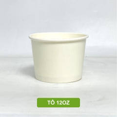 50 tô giấy trắng (260gsm) 12oz - 360ml, 16oz -450ml, 32oz-946ML dùng một lần có nắp, đựng kem, cháo