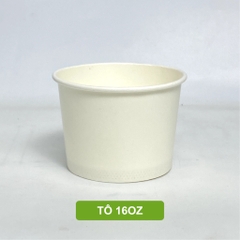 50 tô giấy trắng (260gsm) 12oz - 360ml, 16oz -450ml, 32oz-946ML dùng một lần có nắp, đựng kem, cháo