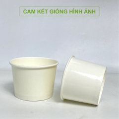 50 tô giấy trắng (260gsm) 12oz - 360ml, 16oz -450ml, 32oz-946ML dùng một lần có nắp, đựng kem, cháo