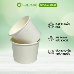 50 tô giấy trắng (260gsm) 12oz - 360ml, 16oz -450ml, 32oz-946ML dùng một lần có nắp, đựng kem, cháo