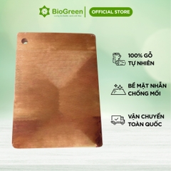 Thớt gỗ xà cừ hình chữ nhật 21 x 29 cm móc treo khoét lỗ tròn