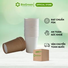 Giá sỉ thùng 1000 Ly/cốc giấy 230gsm cao cấp 195ml - 6.5oz màu trắng, kraft,ly văn phòng chịu nhiệt