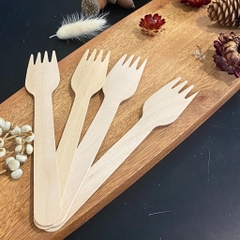 100 nĩa gỗ 16cm xuất khẩu Nhật dùng 1 lần ăn salad, bánh kem, trái cây, take away