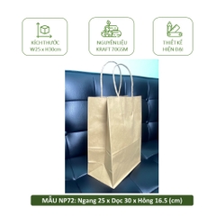 SET 50 Túi quai giấy trắng/nâu glassine dl 58gsm có quai tròn, giấy kraft cao cấp.