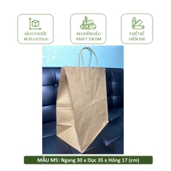 SET 50 Túi quai giấy trắng/nâu glassine dl 58gsm có quai tròn, giấy kraft cao cấp.