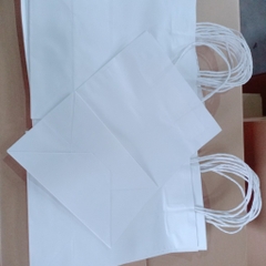 SET 50 Túi quai giấy trắng/nâu glassine dl 58gsm có quai tròn, giấy kraft cao cấp.