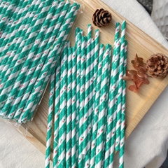 100 ống hút giấy 3 lớp phi 6 x 197mm, họa tiết, party, Noel, nhiều màu, theo mùa
