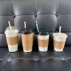 Set 50 Tay Quai Ly Giấy chống nóng cà phê dùng 1 lần - ly 10oz, 120z, 16oz, 18oz