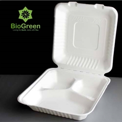 50 hộp bã mía 1 ngăn 600ml, 2 ngăn 950ml, 3 ngăn 1000ml hộp bento đựng thức ăn mang đi