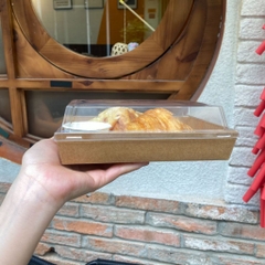 SET 10 Hộp Giấy Kraft/ Trắng Đựng Bánh Chữ Nhật nắp nhựa trong đựng bông lan trứng muối 205x150mm