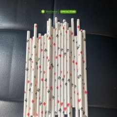 100 ống hút giấy 3 lớp phi 6 x 197mm, họa tiết, party, Noel, nhiều màu, theo mùa