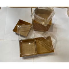 SET 10 Hộp Giấy Kraft/ Trắng Đựng Bánh Chữ Nhật nắp nhựa trong đựng bông lan trứng muối 205x150mm