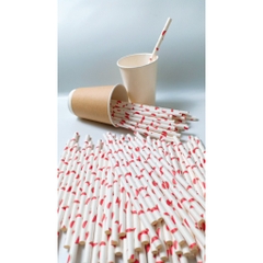 100 ống hút giấy 3 lớp phi 6 x 197mm, họa tiết, party, Noel, nhiều màu, theo mùa