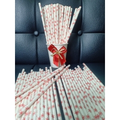 100 ống hút giấy 3 lớp phi 6 x 197mm, bọc màng, không bọc màng, màu trắng,nâu kraft,party Giáng Sinh