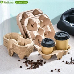 Set 10 khay giấy đựng ly 2 ngăn, 4 ngăn đựng cofee, trà sữa,... tiện dụng thân thiện với môi trường