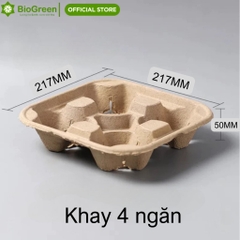 Set 10 khay giấy đựng ly 2 ngăn, 4 ngăn đựng cofee, trà sữa,... tiện dụng thân thiện với môi trường