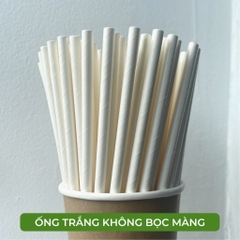 1000 ống hút giấy cong Biogreen màu trắng, kraft dùng uống cafe, sinh tố