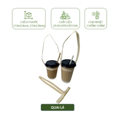 100 quai xách ly giấy, quai ly lá cây túi chữ T đựng cafe bằng giấy kraft cao cấp, lá cây dẻo dai