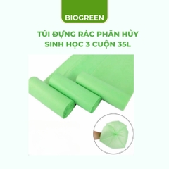 1 KG TÚI 35 LÍT 3 CUỘN ĐỰNG RÁC PHÂN HỦY SINH HỌC, 30% TINH BỘT, 70% NHỰA PE CỠ TRUNG