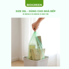 1 KG TÚI 35 LÍT 3 CUỘN ĐỰNG RÁC PHÂN HỦY SINH HỌC, 30% TINH BỘT, 70% NHỰA PE CỠ TRUNG