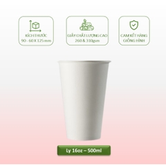 Thùng 100 Ly/cốc giấy  cao cấp 360ml-12oz, 500ml-16oz màu trắng ly trà sữa trân châu, sinh tố