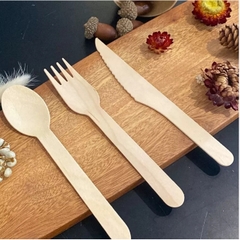 1000 thìa muỗng/ nĩa/ dao gỗ xuất khẩu Nhật dùng 1 lần dài 16cm dùng ăn bánh kem, kem, cafe